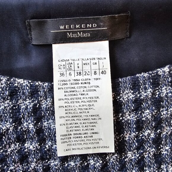 MAXMARA WEEKEND Gingham Tweed Plaid Checked Fringe Hem Shift Dress Sleeveless 6 - Picture 9 of 12